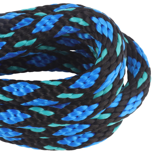 5 8 Solid Braid Black with Blue Diamonds And Teal Tracer Closeup
