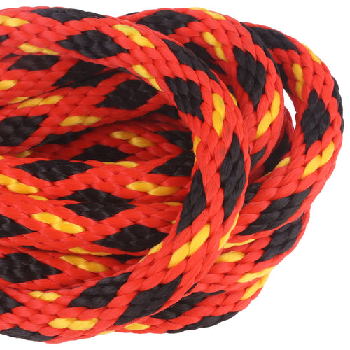 5 8 Solid Braid Derby Line Red with Black Diamonds & Yellow Tracer Closeup