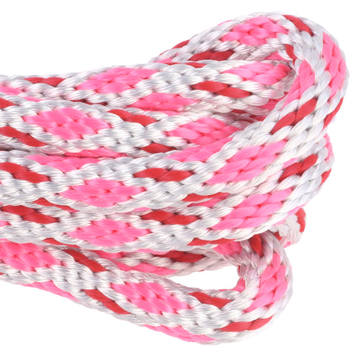 5 8 Solid Braid White w/ Pink Diamonds & Red Tracer Closeup