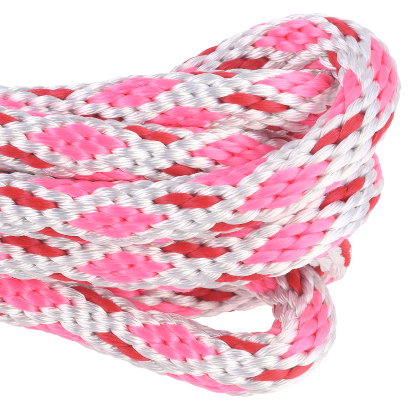 5 8 Solid Braid White w/ Pink Diamonds & Red Tracer Closeup
