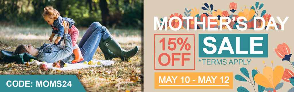 mothers day sale from may 10th to may 12th use MOMS24 for 15 percent off anything that isn't already on sale